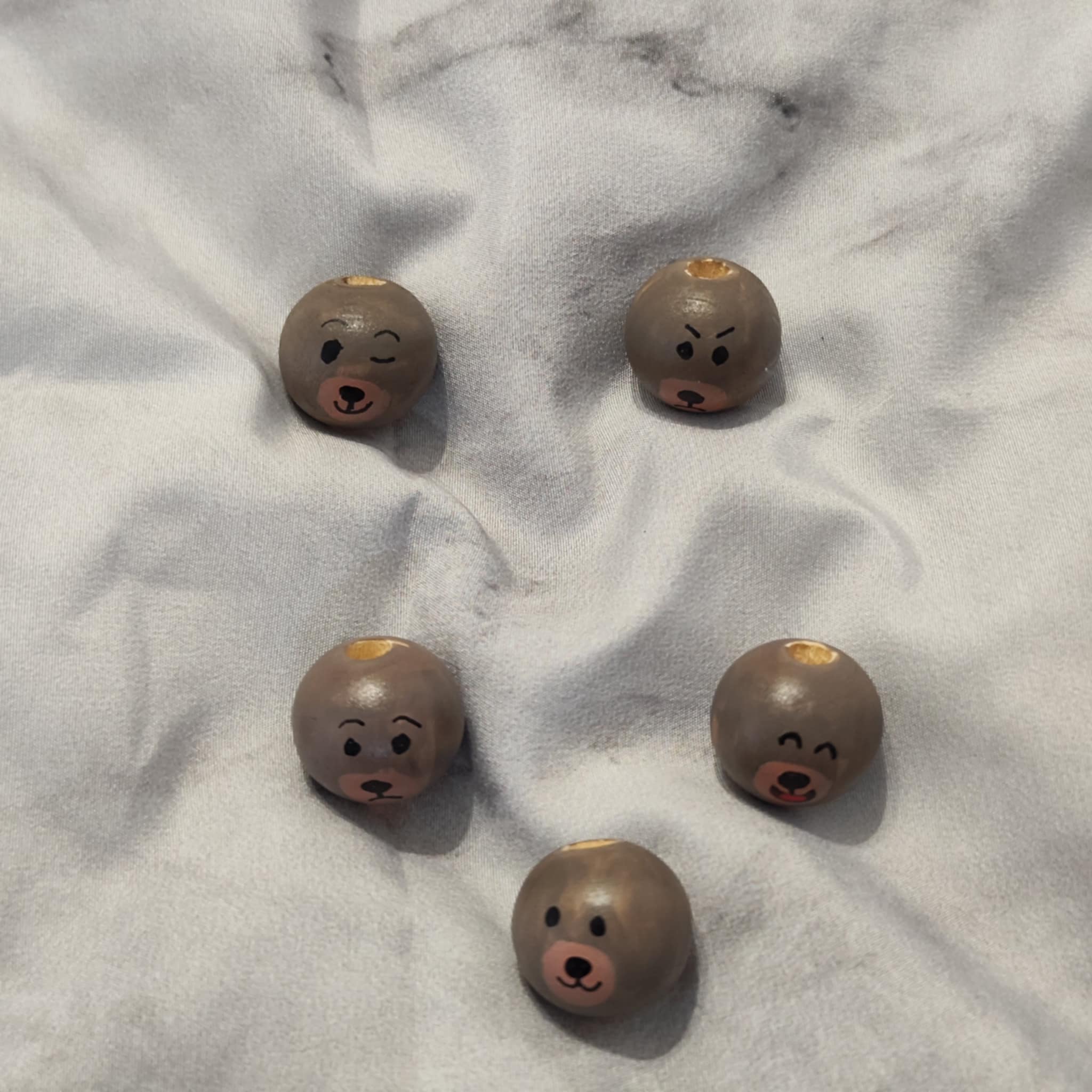 🐻 5er-Set Bärchenköpfe – verschiedene Gesichtsausdrücke, handbemalt