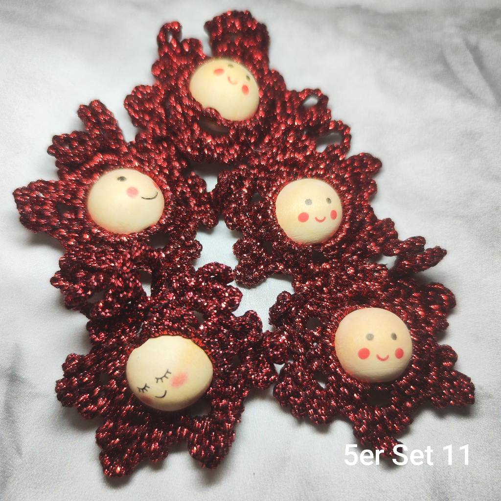 ❄️ Christbaumflocken – gehäkelter Christbaumschmuck im 5er-Set