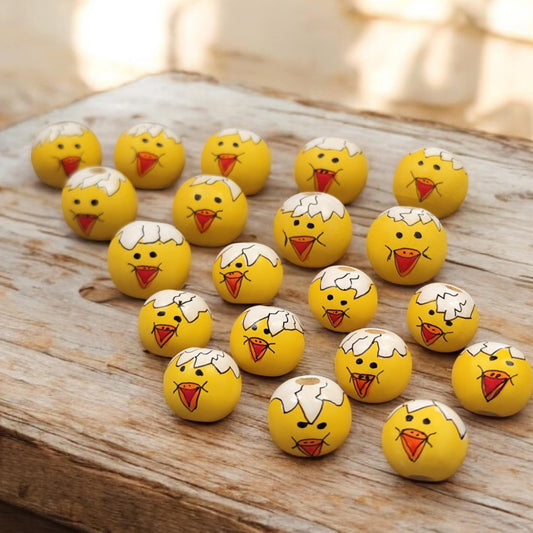 Küken-Köpfchen aus Buchenholz oder gelbe Vollbemalung – handbemalt mit Eierschale