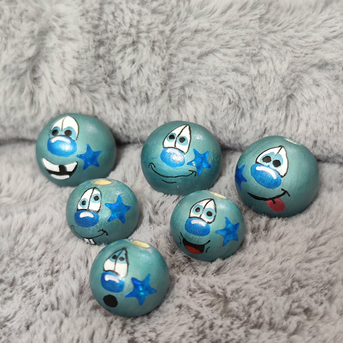 Eiszapfen-Kerle – Handbemalte Holzköpfchen | Metallic mit Sternsticker-Wangen