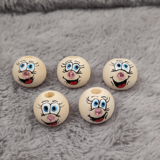 Glitzernasen Köpfchen aus Holz – handbemalt mit funkelnder Nase