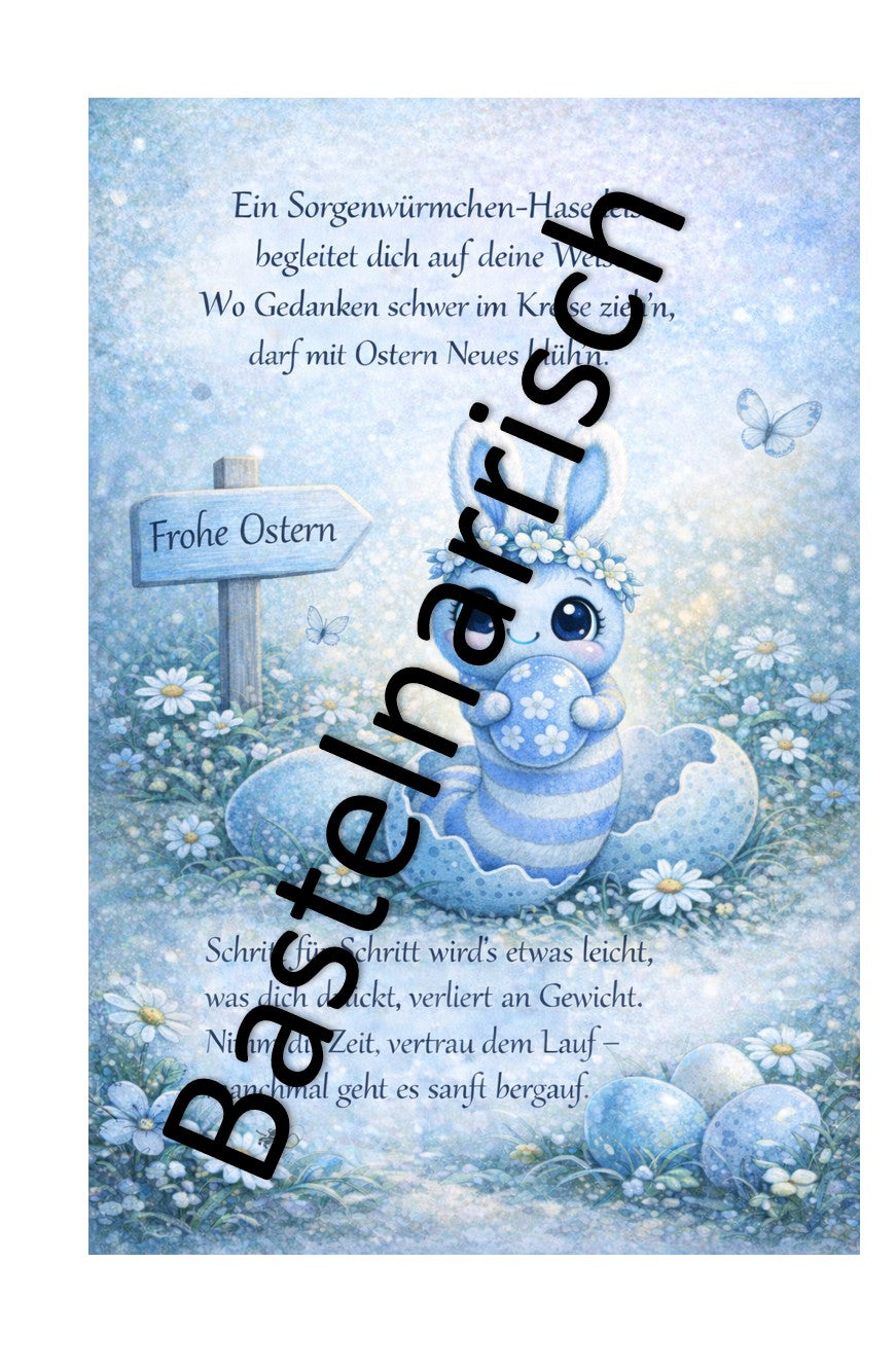 Spruchkärtchen für dein Sorgenwürmchen – Oster-Edition 🐰