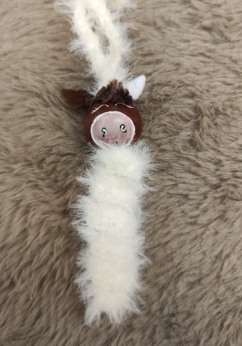 🐴 Plüsch-Sorgenwürmchen „Weißes Pferd mit braunem Köpfchen“