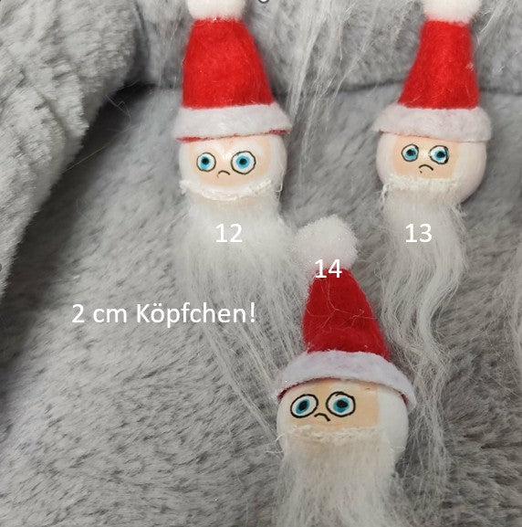 Weihnachtsmann mit Plüschbart – Handbemalte Holzköpfchen | Der flauschigste Santa im Shop