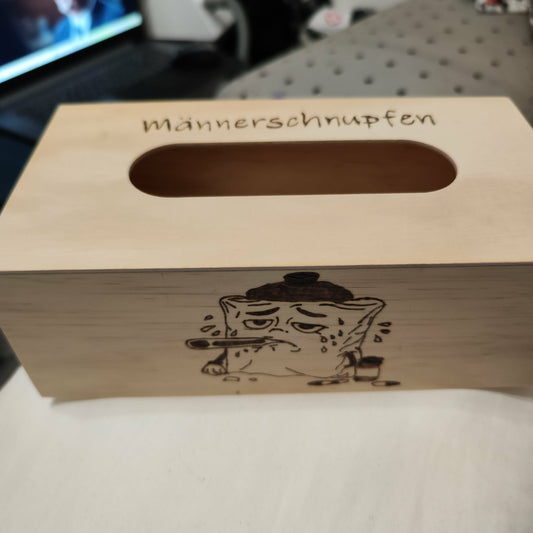 Taschentuchbox aus Holz mit Brandmalerei – Handgebrannt