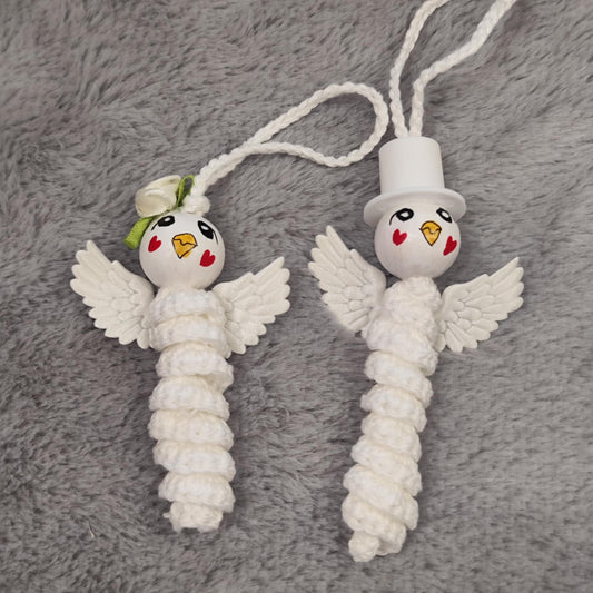 Turteltauben-Paar – Handgehäkeltes Sorgenwürmchen Set (2 Stück)