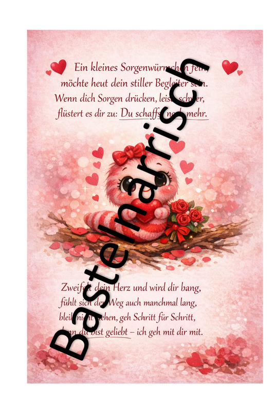 Spruchkärtchen für dein Sorgenwürmchen – Valentinstag-Edition 💝