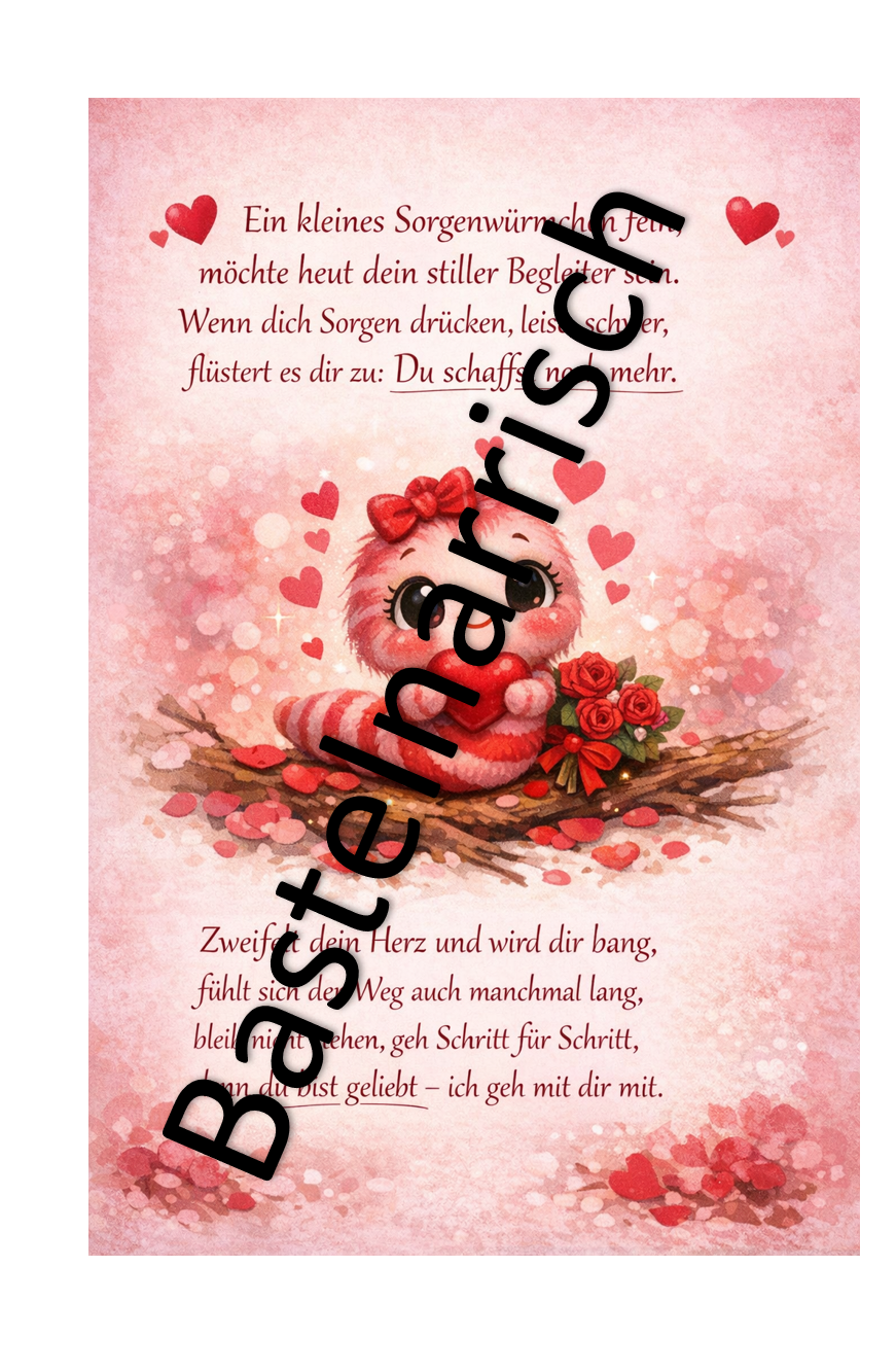 Spruchkärtchen für dein Sorgenwürmchen – Valentinstag-Edition 💝