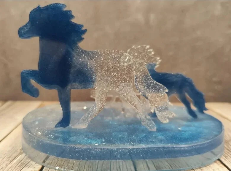 Set of 3 blue glitter Tölter – magic in miniature format