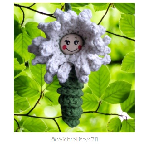 Häkelanleitung „Gänseblümchen" – Anhänger mit 2 cm Holzperle (PDF) 🌼