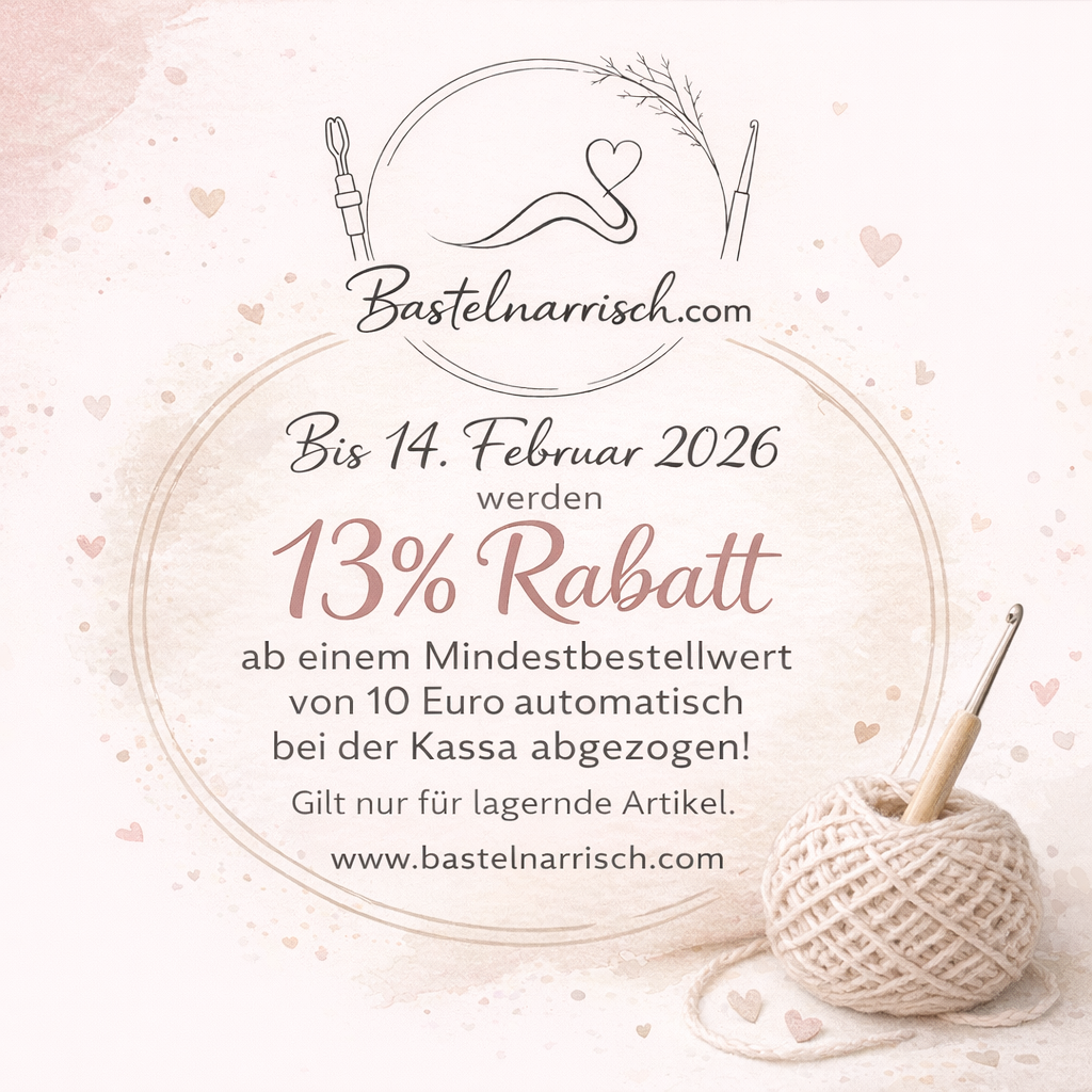 Valentins-Aktion bei Bastelnarrisch – 13 % sparen bis 14. Februar 2026
