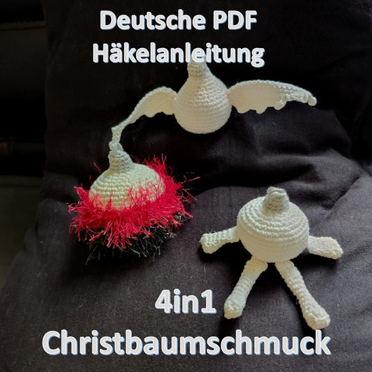 🎄 Neu im Shop: 4in1-Häkelanleitung für Christbaumkugeln 🎄