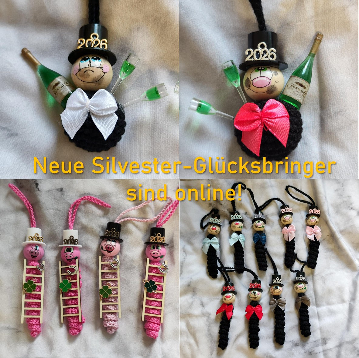 🎉 Mit Stil ins neue Jahr – handgemachte Glücksbringer mit Holzköpfchen