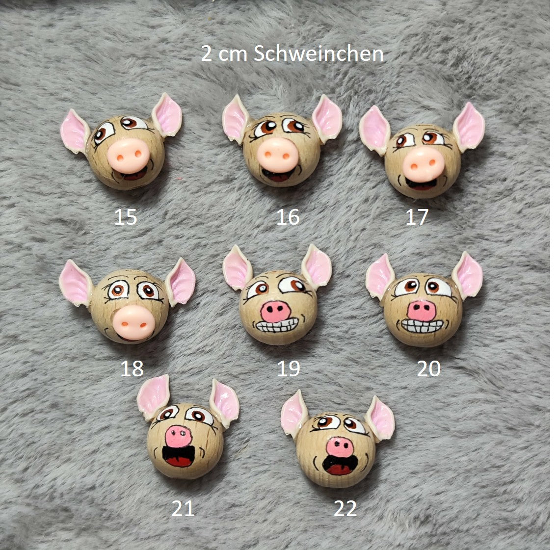 Glücksschweinchen Edition 01 – Handbemalte Holzköpfchen | Der Silvester-Glücksbringer mit Wohlfühlfaktor