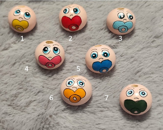 Babys – Handbemalte Holzköpfchen | Mit Schnuller in verschiedenen Farben