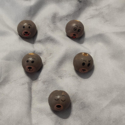 🐻 5er-Set Bärchenköpfe aus Holz – voll bemalt & mit Charakter