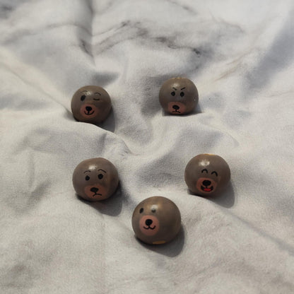 🐻 5er-Set Bärchenköpfe – verschiedene Gesichtsausdrücke, handbemalt