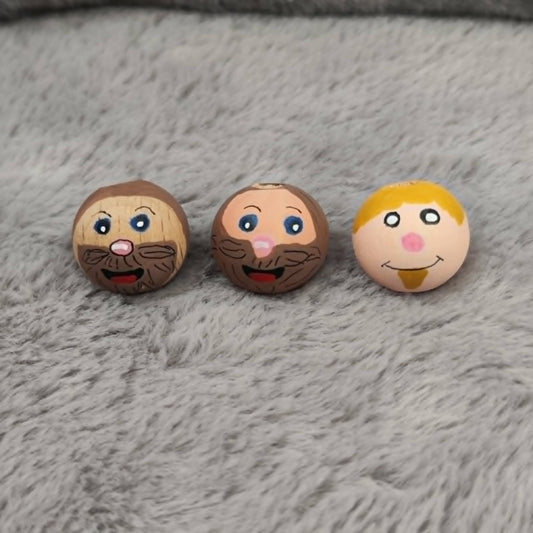 Bärtige Kerle – Handbemalte Holzköpfchen | 2 cm & 2,5 cm | Für alle die Bartträger lieben