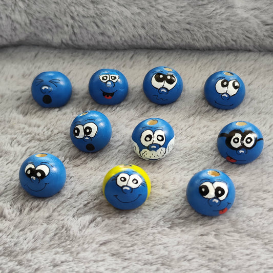 Blaue Wesen – Handbemalte Holzköpfchen | Chaoten in Blau