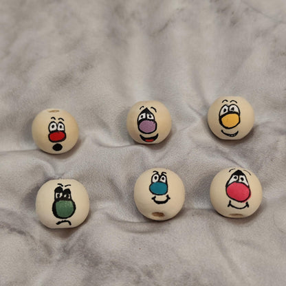 🎨 6er Set bunte Nasen Holzköpfchen – fröhlich, frech & farbenfroh