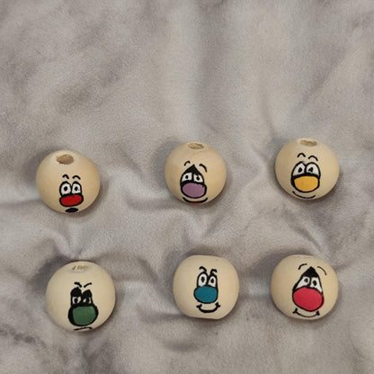 🎨 6er Set bunte Nasen Holzköpfchen – fröhlich, frech & farbenfroh