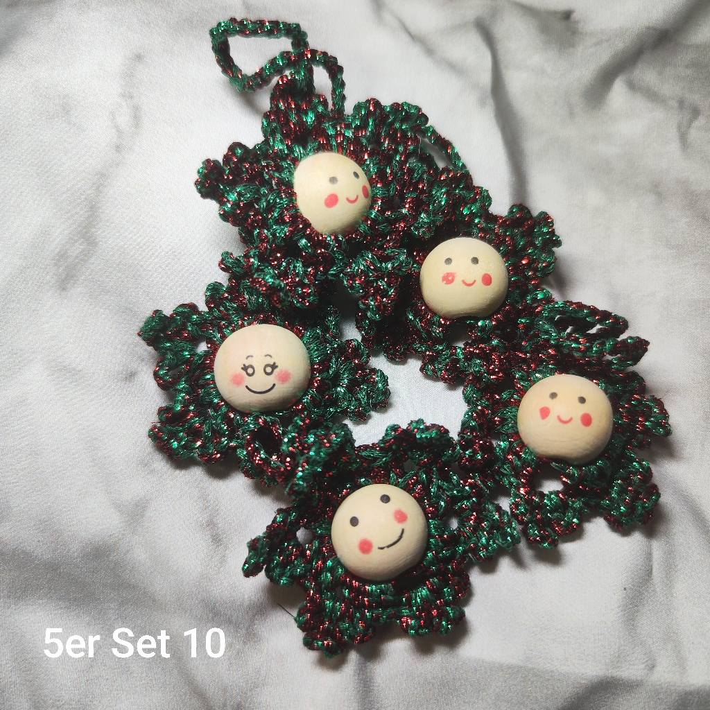 ❄️ Christbaumflocken – gehäkelter Christbaumschmuck im 5er-Set