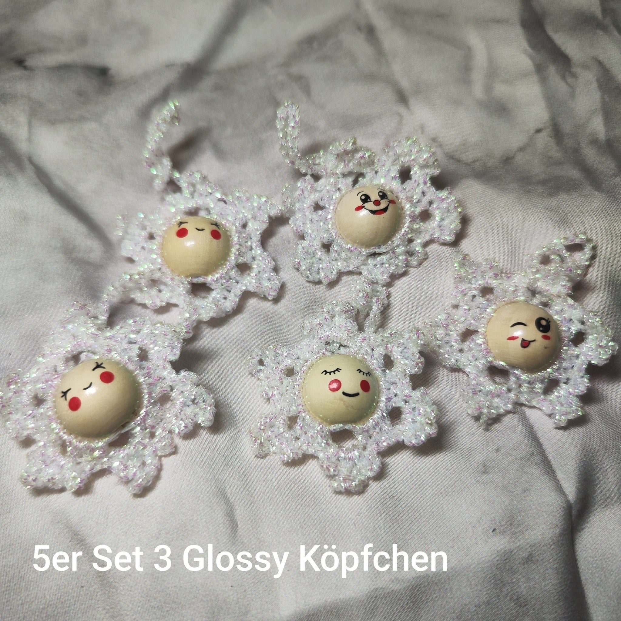 ❄️ Christbaumflocken – gehäkelter Christbaumschmuck im 5er-Set