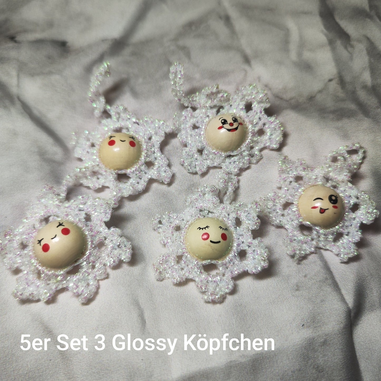 ❄️ Christbaumflocken – gehäkelter Christbaumschmuck im 5er-Set