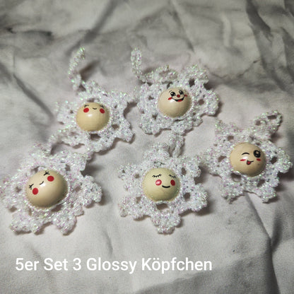 ❄️ Christbaumflocken – gehäkelter Christbaumschmuck im 5er-Set