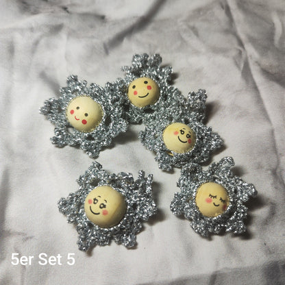 ❄️ Christbaumflocken – gehäkelter Christbaumschmuck im 5er-Set
