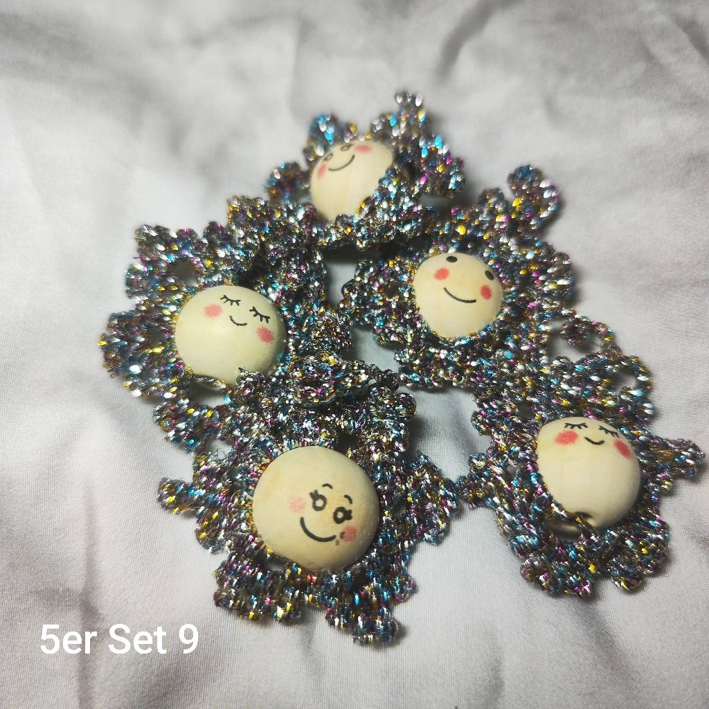 ❄️ Christbaumflocken – gehäkelter Christbaumschmuck im 5er-Set