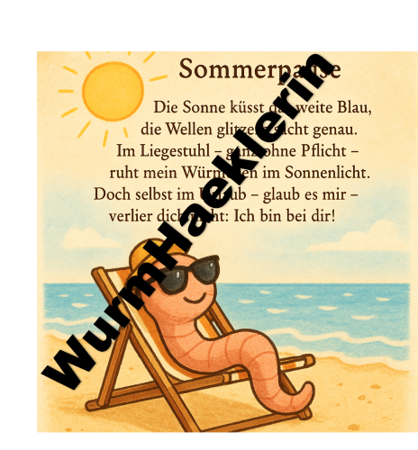 Liegestuhl Sonnen Sorgenwürmchen Kärtchen