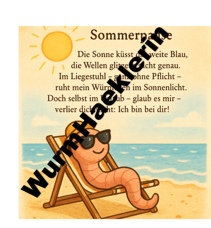 Liegestuhl Sonnen Sorgenwürmchen Kärtchen