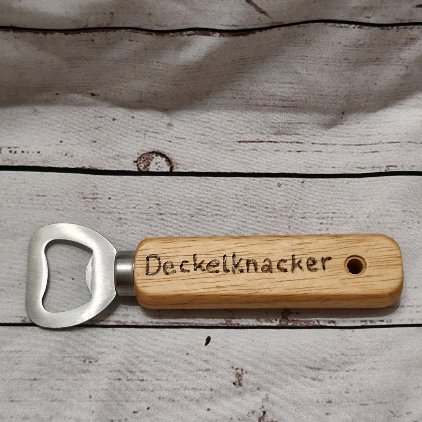 Flaschenöffner mit Brandmalerei – Holzgriff personalisierbar