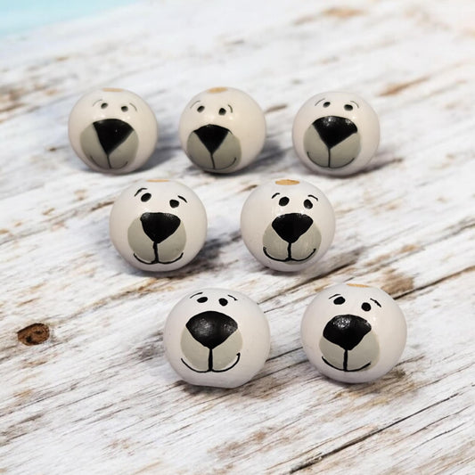 Handbemalte Eisbär-Holzköpfchen – Für deine Sorgenwürmchen