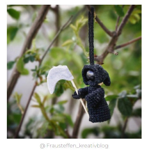 Häkelanleitung „Sensenmann" – Sorgenwürmchen mit 2 cm Holzperle (PDF) 💀