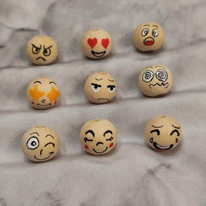 😜 9er-Set Lustige Holzköpfchen – Grimassen, Lacher & gute Laune