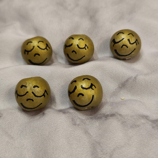 ✨ 5er Set Goldies – schlicht & himmlisch: goldene Holzköpfchen mit Gesicht
