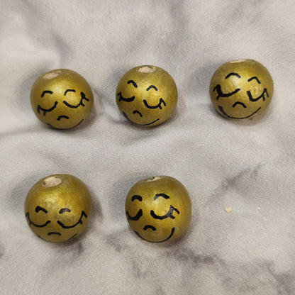 ✨ 5er Set Goldies – schlicht & himmlisch: goldene Holzköpfchen mit Gesicht