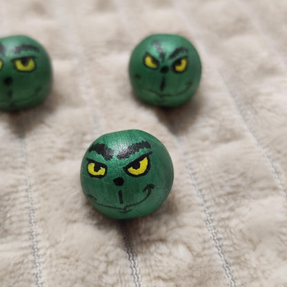 ✨ Grinch-Köpfchen 5er-Set – Metallic-Grün mit Charakter