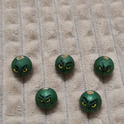 ✨ Grinch-Köpfchen 5er-Set – Metallic-Grün mit Charakter