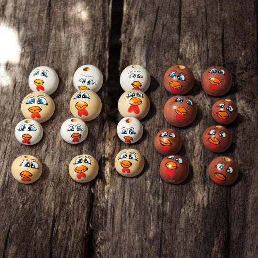 Gockel (2 cm oder 2,5 cm) – Handbemalte Holzperlen