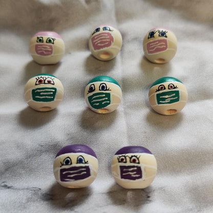 Krankenpfleger-Köpfchen – handbemalter Holzkopf in Rosa, Lila oder Türkisgrün, 2 cm