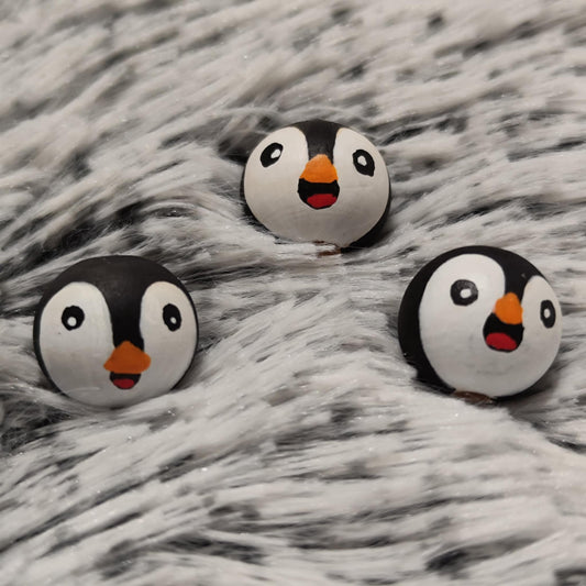 Pinguin 3er-Set – handbemalte Holzköpfchen mit Wintercharme, 2 cm