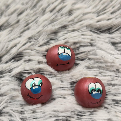 Pinkis 3er-Set – freche Holzköpfchen mit metallic-pinker Oberfläche, 2 cm