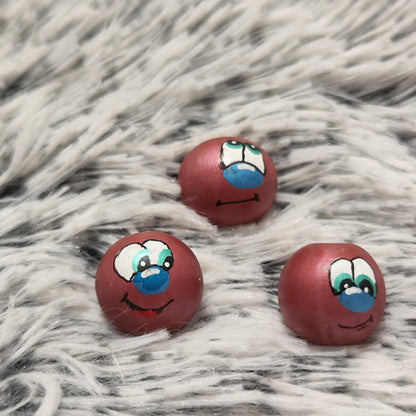 Pinkis 3er-Set – freche Holzköpfchen mit metallic-pinker Oberfläche, 2 cm