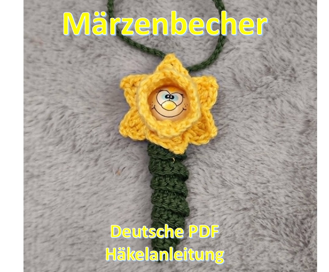 Häkelanleitung „Märzenbecher" – Anhänger mit 2 cm Holzperle (PDF) 🌼