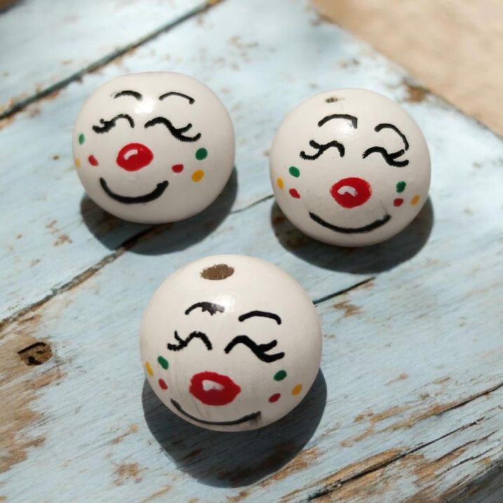 Punkte-Clown (2 cm oder 2,5 cm) – Handbemalte Holzperlen