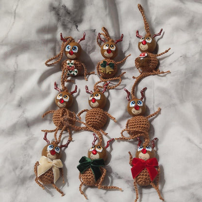 🎄 Rentier-Sorgenwürmchen – Christbaumschmuck mit Herz