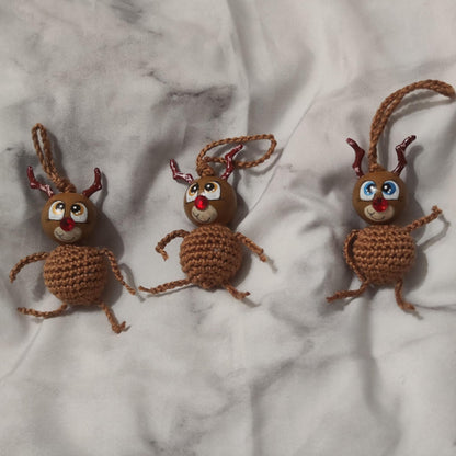 🎄 Rentier-Sorgenwürmchen – Christbaumschmuck mit Herz